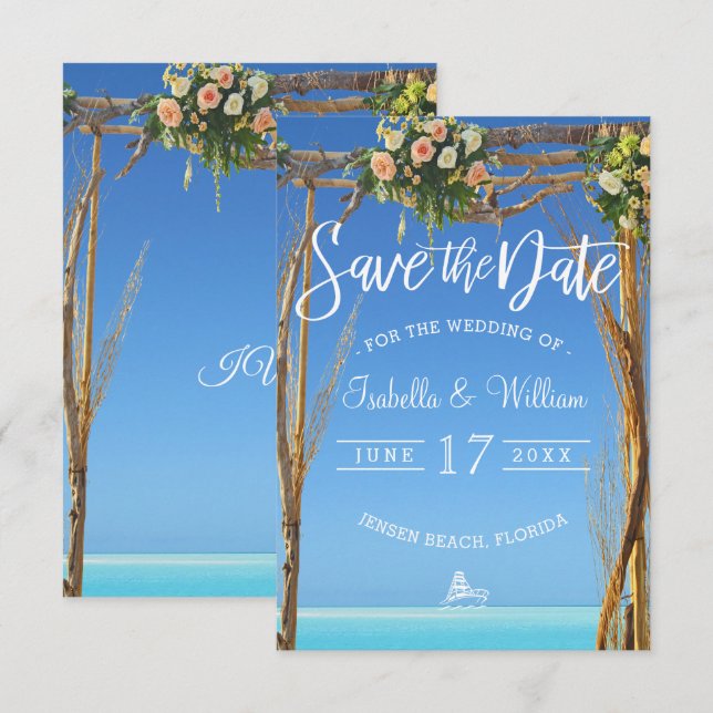 Floral Summer Beach Wedding Gate Save the Date Invitation (Front/Back)