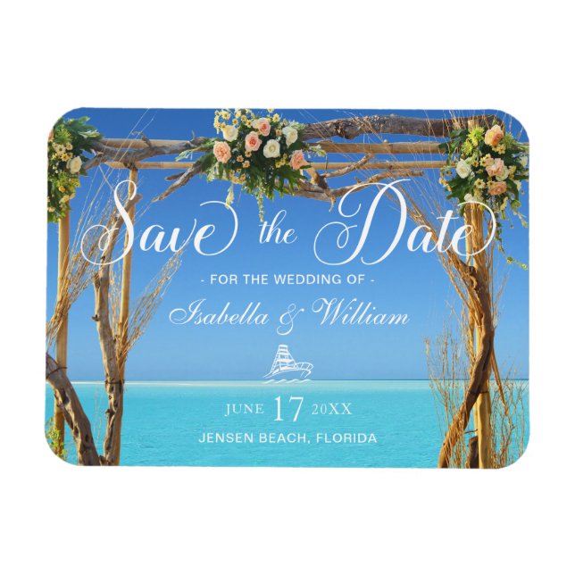 Floral Summer Beach Wedding Gate Save the Date Magnet (Horizontal)
