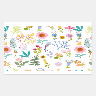 floral summer botanical background wrapping paper rectangular sticker