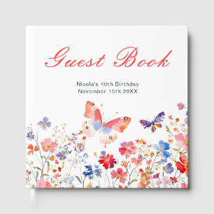 Floral Summer Butterfly Birthday Party Guest Book