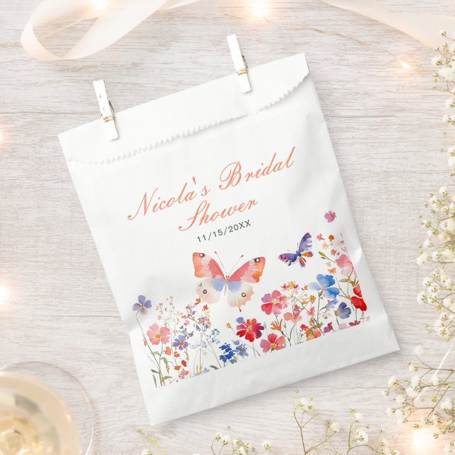 Floral Summer Butterfly Bridal Shower Favour Bags (Clipped)