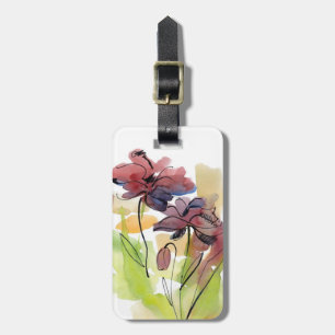 Floral summer design with hand-painted abstract 2 luggage tag