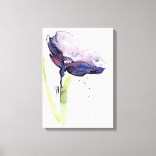 Floral summer design with hand-painted abstract canvas print