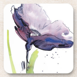 Floral summer design with hand-painted abstract coaster