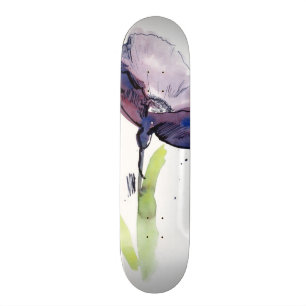 Floral summer design with hand-painted abstract skateboard