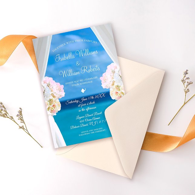 Floral Summer Ocean Tropical Beach Wedding Invitation (Creator Uploaded)