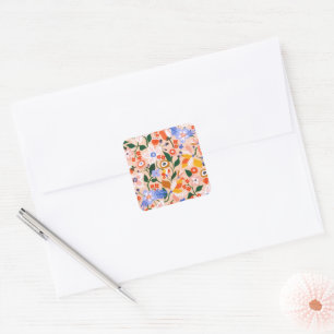 Floral Summer Wildflowers Blooming Garden Square Sticker