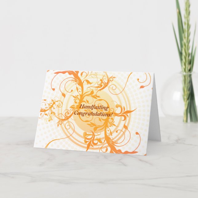 Floral Sun Pagan Wedding Congratulations Card (Front)