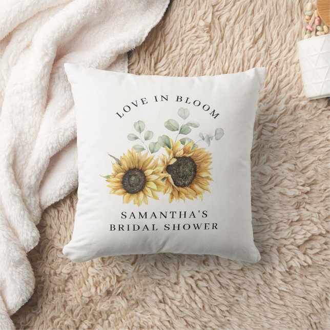 Floral Sunflowe Eucalyptus Bridal Shower Custom Cushion (Blanket)