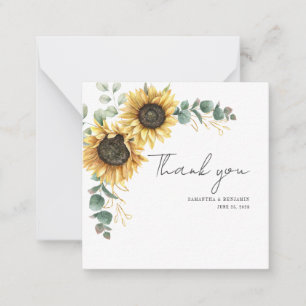 Floral Sunflower and Eucalyptus Wedding Thank You Card