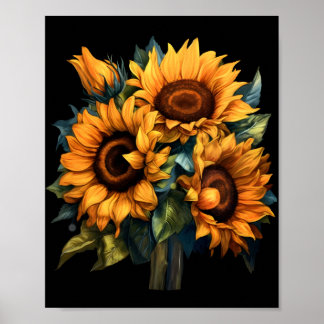 Floral Sunflower Beautiful Bouquet Illustration Poster