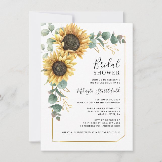 Floral Sunflower Botanical Bridal Shower Invitation (Front)