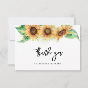 Floral Sunflower Bridal Shower Thank You Card