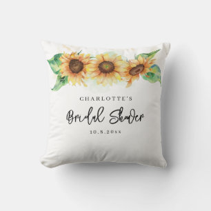 Floral Sunflower Bridal Shower Watercolor Cushion