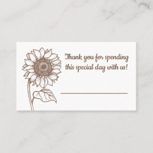 Floral Sunflower Brown Flower Fall Country Wedding Place Card