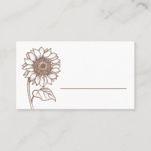 Floral Sunflower Brown Flower Fall Country Wedding Place Card
