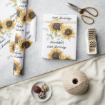 Floral Sunflower Eucalyptus 60th Birthday Wrapping Paper<br><div class="desc">Eucalyptus Sunflower Floral Script 60th Birthday wrapping paper that you can easily customise with the name of the birthday girl and year by clicking the "Personalise" button. Featuring bright yellow floral and greenery and modern script typography</div>