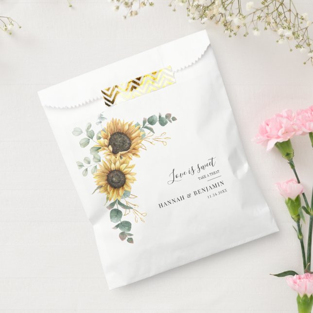 Floral Sunflower Eucalyptus Botanical Wedding Favour Bags (Sealed)