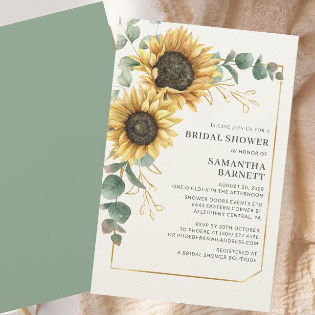 Floral Sunflower Eucalyptus Bridal Shower Stationery (Floral Sunflower Eucalyptus Bridal Shower Stationery)