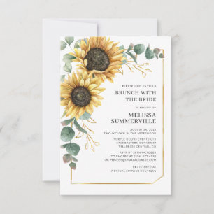 Floral Sunflower Eucalyptus Brunch with Bride Invitation