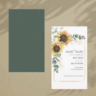 Floral Sunflower Eucalyptus Foliage Save The Date Card