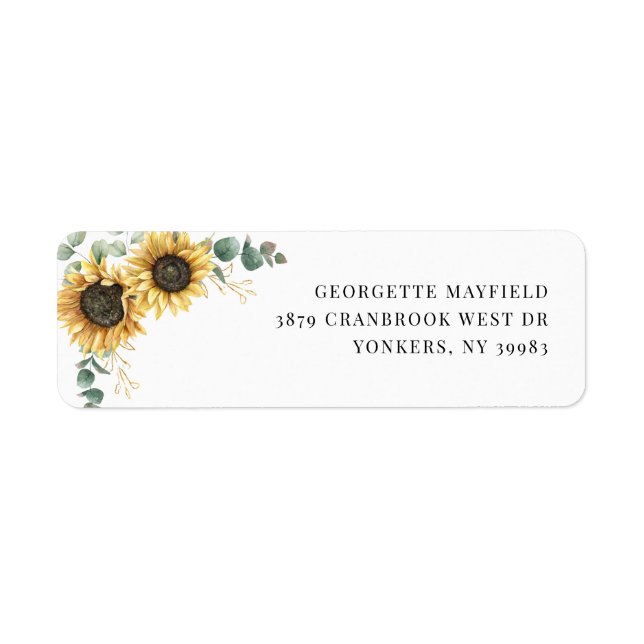 Floral Sunflower Eucalyptus Return Address (Front)
