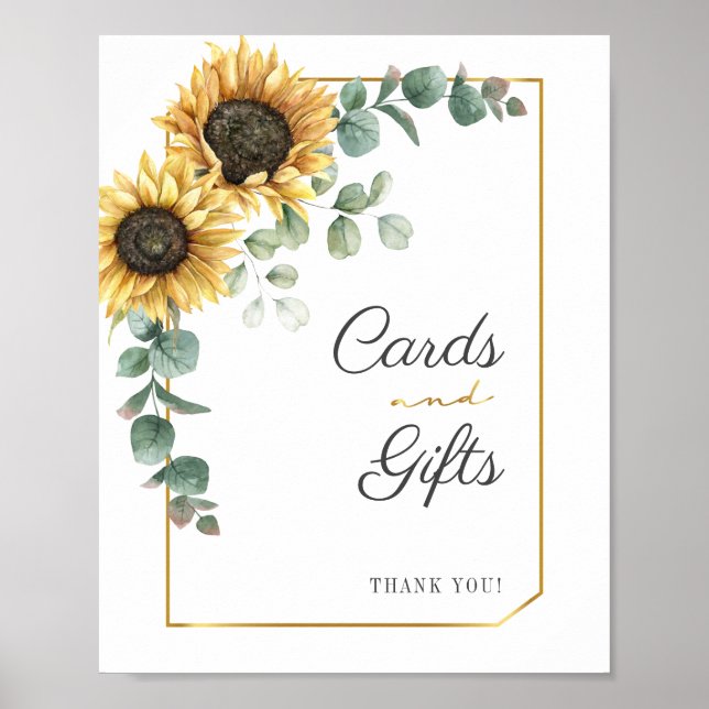Floral Sunflower Eucalyptus Rustic Cards and Gifts Poster (Front)