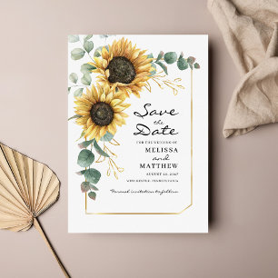 Floral Sunflower Eucalyptus Save The Date