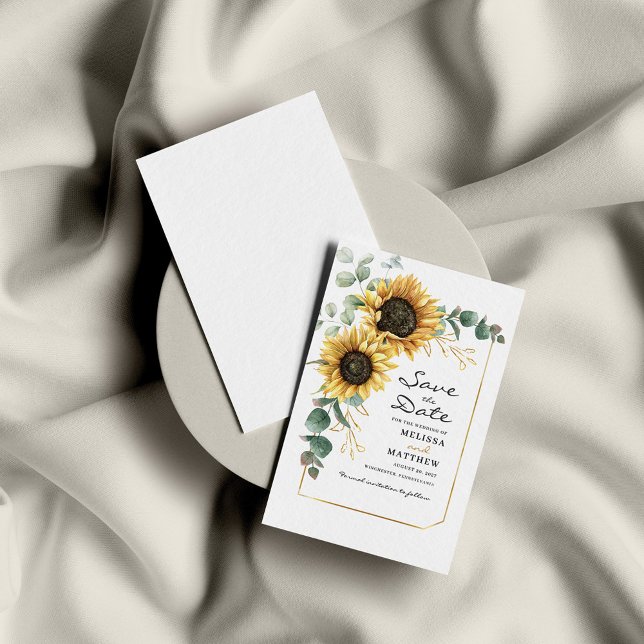 Floral Sunflower Eucalyptus Save The Date Card (Creator Uploaded)