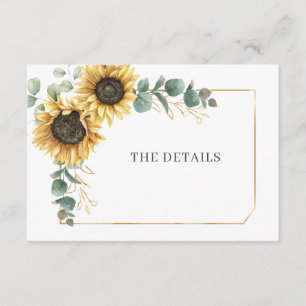 Floral Sunflower Eucalyptus Wedding Details Enclosure Card