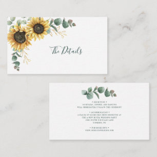 Floral Sunflower Eucalyptus Wedding Enclosure Card