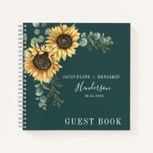 Floral Sunflower Eucalyptus Wedding Guest Notebook