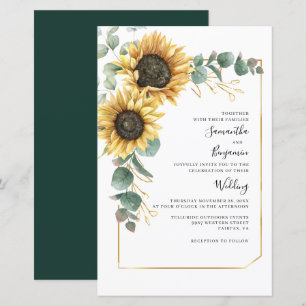 Floral Sunflower Eucalyptus Wedding Invitation