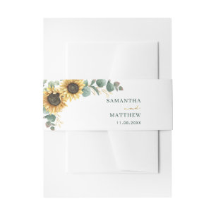 Floral Sunflower Eucalyptus Wedding Invitation Belly Band