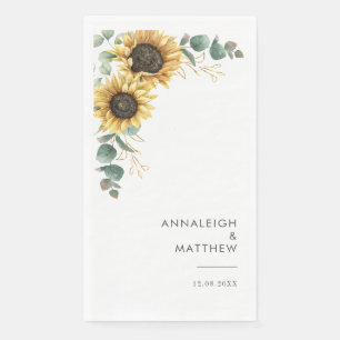 Floral Sunflower Eucalyptus Wedding Reception Napkin