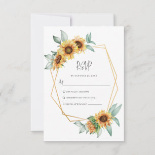 Floral Sunflower Eucalyptus Wedding RSVP Card