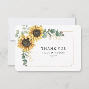 Floral Sunflower Eucalyptus Wedding Thank You