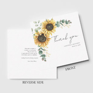 Floral Sunflower Eucalyptus Wedding Thank You Card