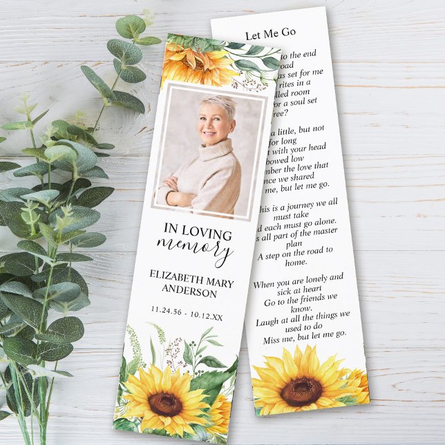 Floral Sunflower Funeral Bookmark (Creator Uploaded)