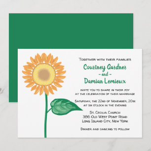 Floral Sunflower Green Flower Summer Fall Wedding Invitation