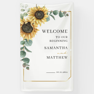 Floral Sunflower Greenery Geometric Wedding Banner