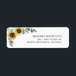 Floral Sunflower Greenery Return Address<br><div class="desc">Create a modern Sunflower Floral return address labels with this cute template featuring beautiful rustic floral bouquet, geometric gold effect frame, with modern simple typography. TIP: Matching wedding suite cards like RSVP, wedding programs, banners, tapestry, gift tags, signs, and other wedding keepsakes and goodies are available in the collection below...</div>