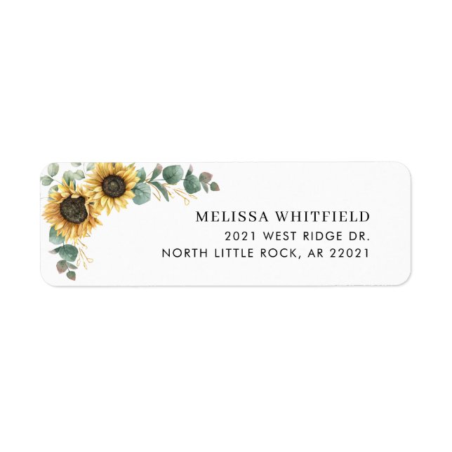 Floral Sunflower Greenery Return Address (Front)