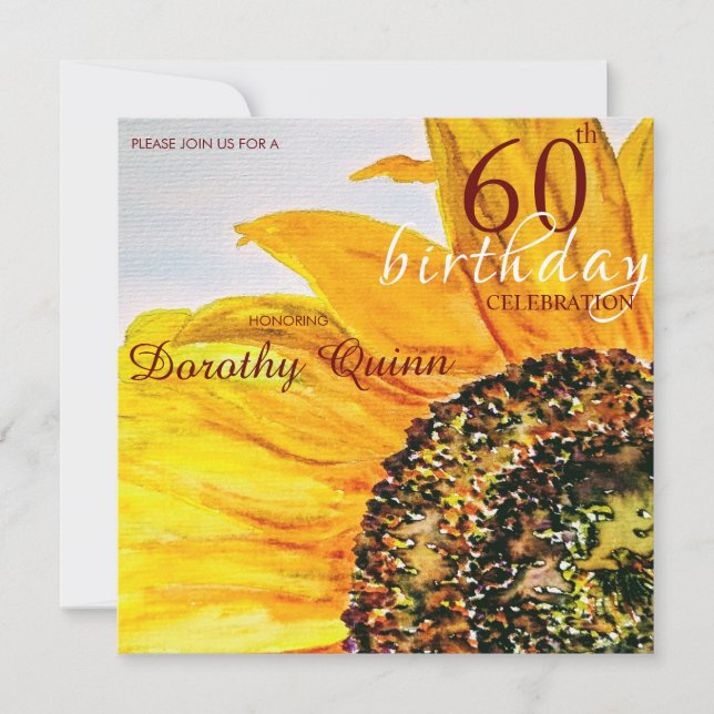 Floral Sunflower Milestone Birthday Invitation (Front)