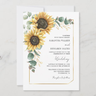 Floral Sunflower QR Code All in One Wedding Invitation