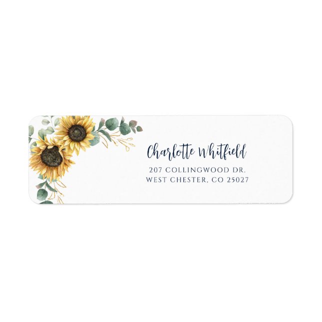 Floral Sunflower Script Return Address (Front)