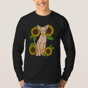 Floral Sunflower Sphynx Cat Lover T-Shirt