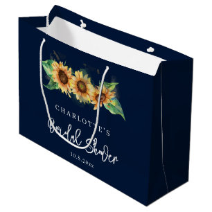 Floral Sunflower Watercolor Bridal Shower Large Gift Bag