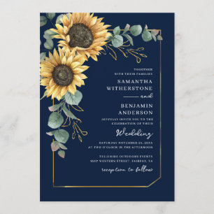 Floral Sunflower Watercolor QR Code Wedding Invitation