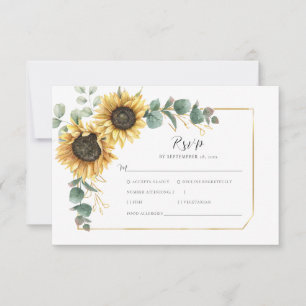 Floral Sunflower Watercolor Wedding RSVP Card